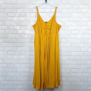 Torrid Mustard Yellow Smocked Side Midi Dress